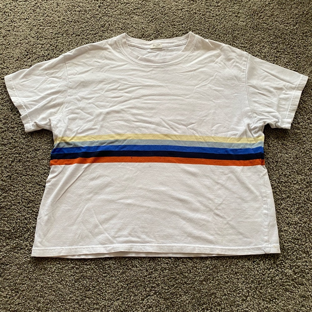Brandy Melville John Galt Rainbow Stripe Tshirt